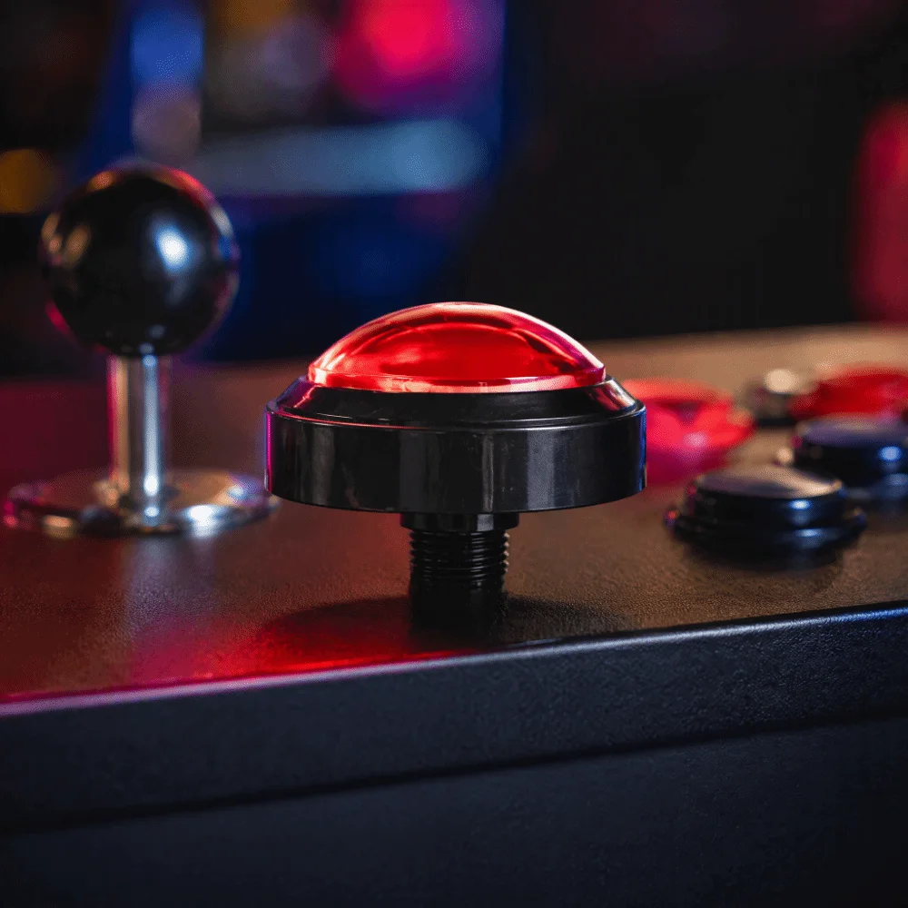 4pcs 100mm Diameter Arcade Push Button LED Illuminated Red Color Arcade Button Replacement Convex Design Single Button Unit