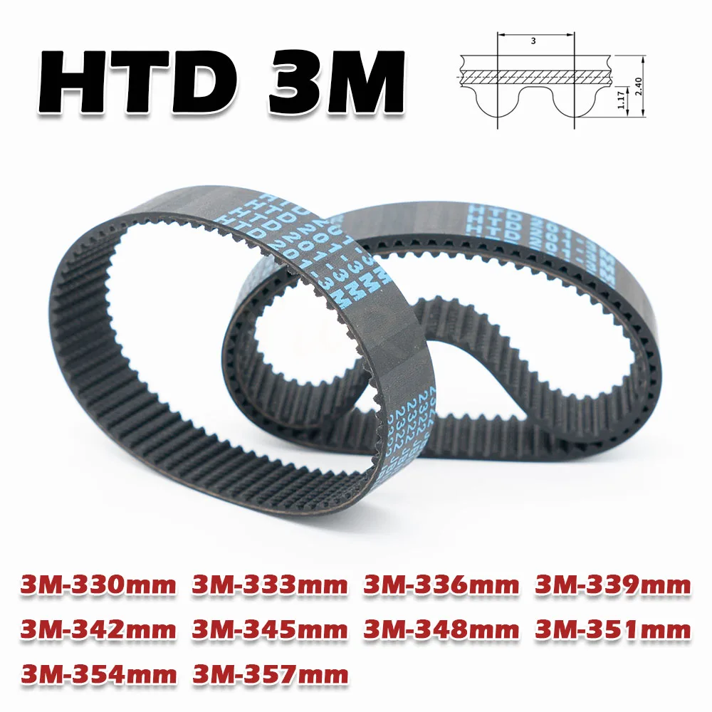 HTD 3M المطاط مؤقت اشتعال محيط حلقة مغلقة 330 333 336 339 342 345 348 351 354 357 مللي متر عرض الإرسال 5 ~ 30 مللي متر 3M محرك CNC
