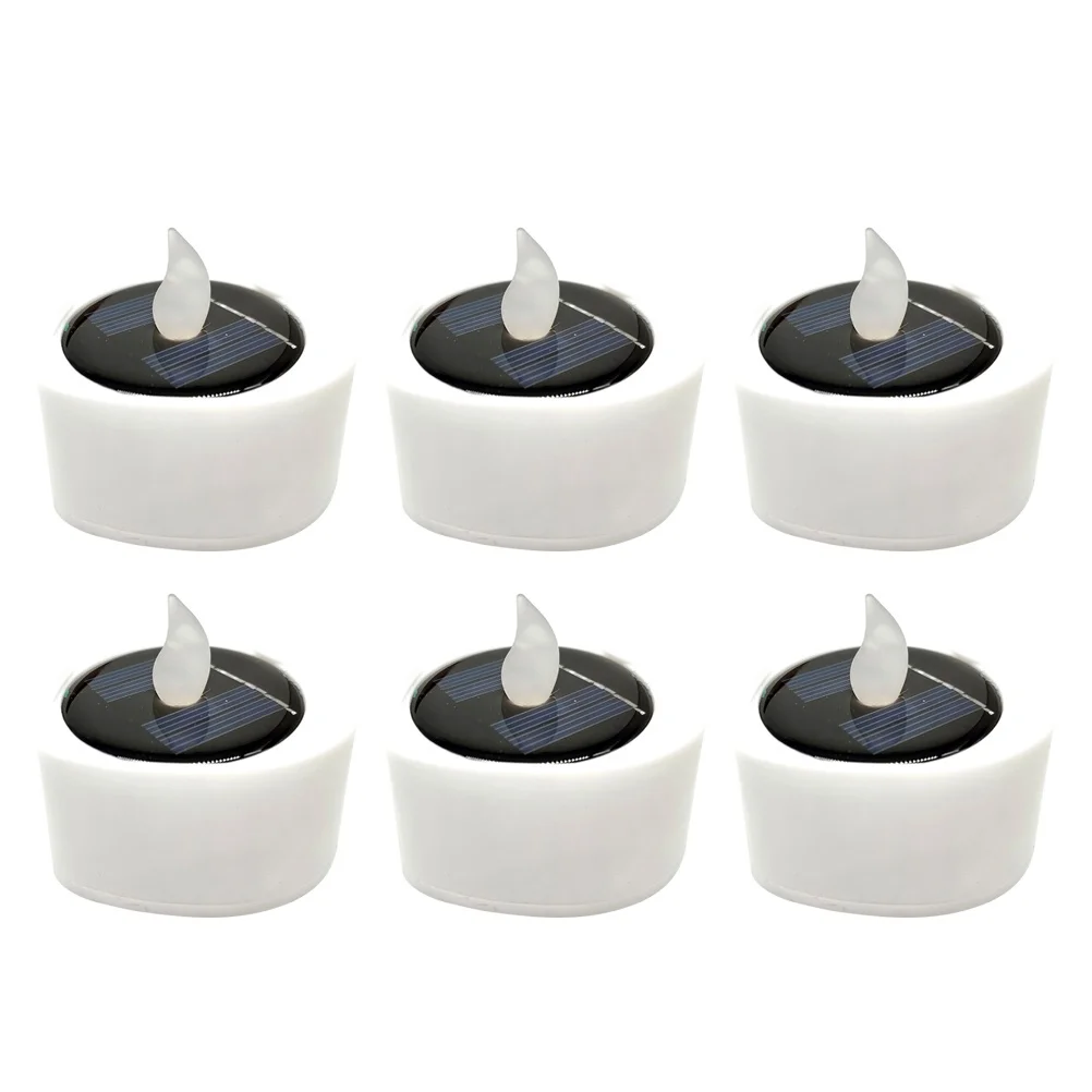 

6 Pcs Solar Light LED Electronic Candles Lanterns Flickering Party Lamp for Halloween Cosplay Safe Smoke Free