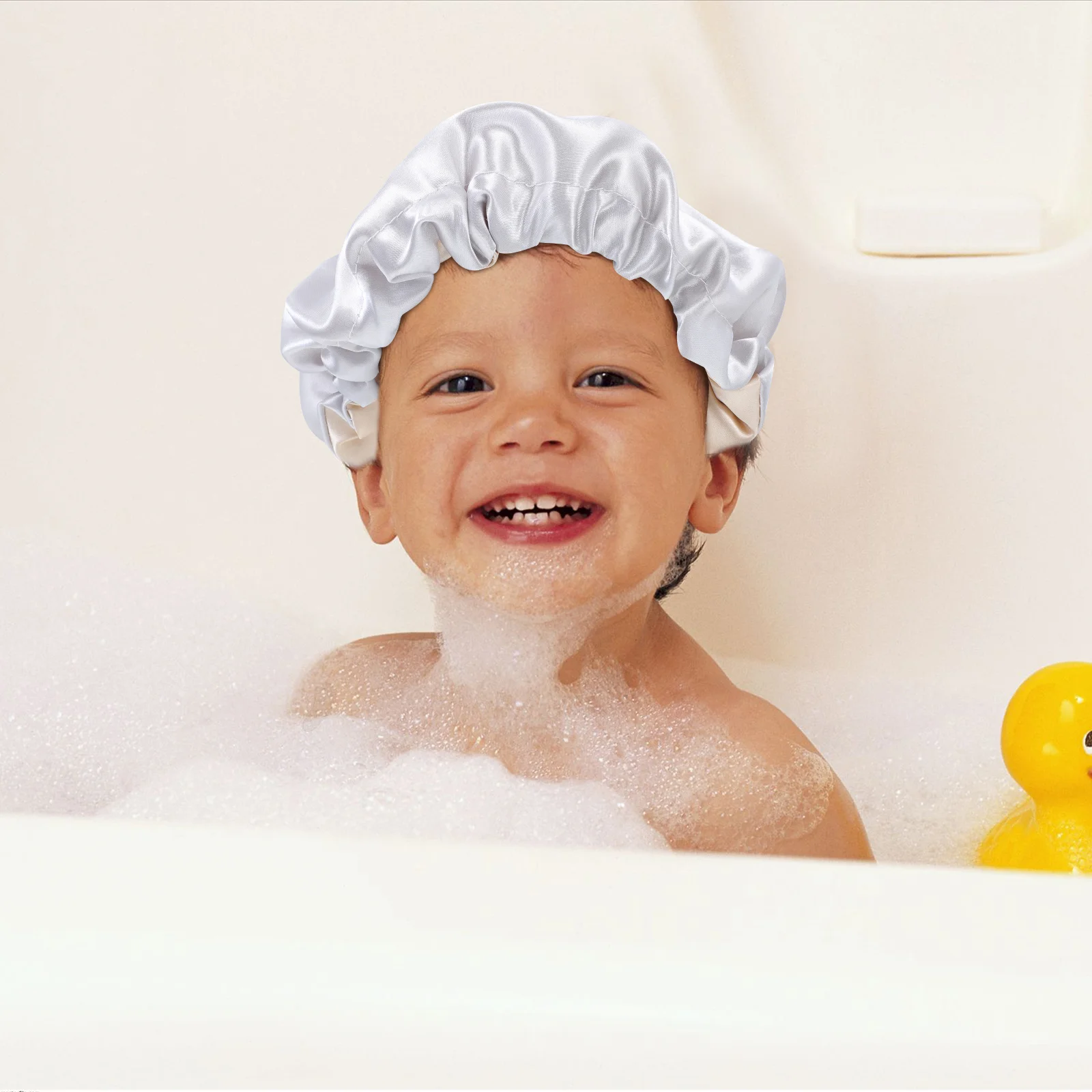 قبعة استحمام للأطفال من الساتان، واقي للشعر، عملي، متعدد الاستخدامات، سهل الاستخدام، عمر خدمة طويل، تفاصيل دقيقة #3