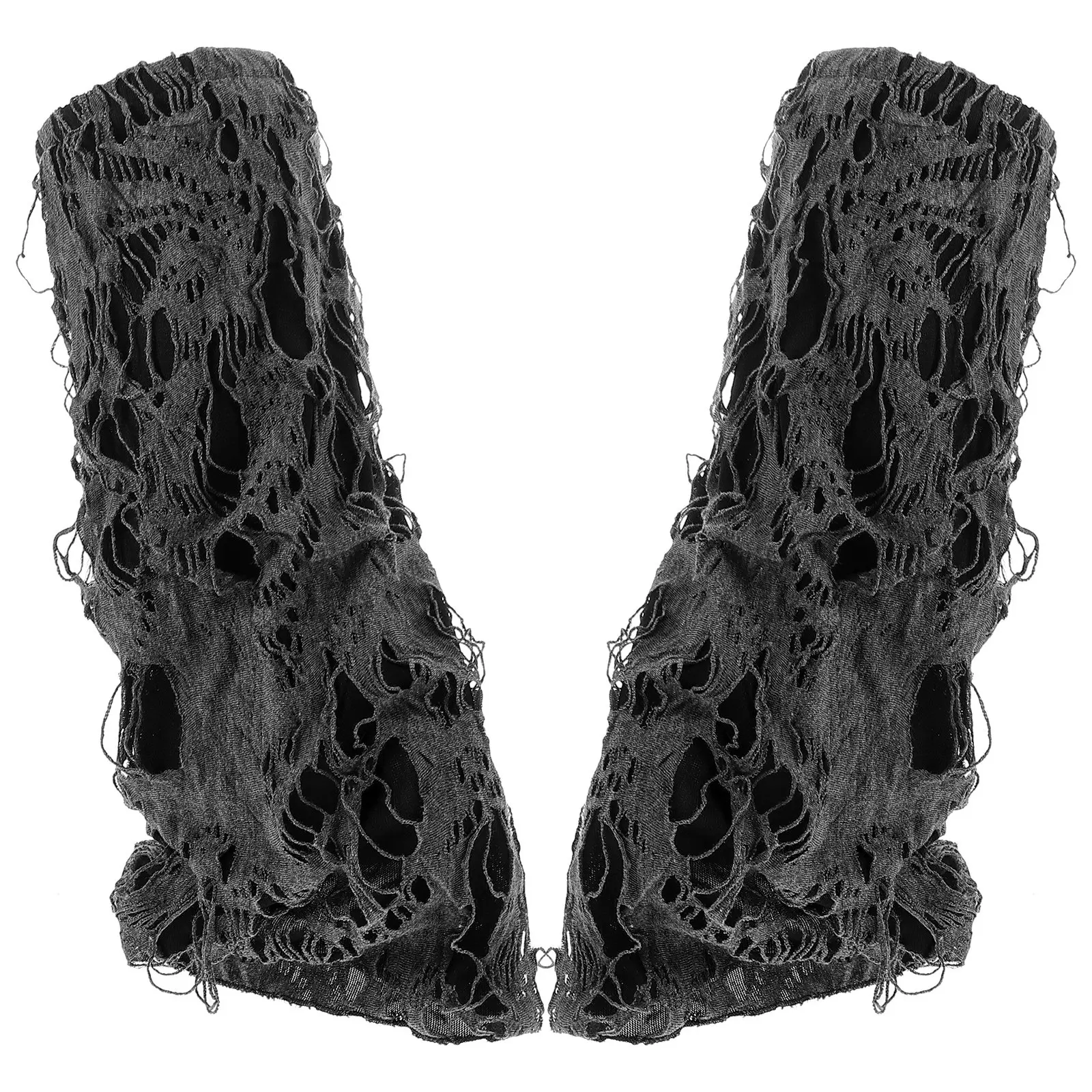 

Пара тонких дышащих рваных готических накладок на ноги в стиле панк с эффектом потертости для Хэллоуина, костюмированных вечеринок и повседневной моды