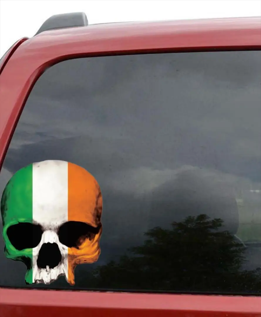 SKULL IRELAND FLAG BUMPER STICKER CAR  LAPTOP  TOOLBOX  Accessories Ornaments Jdm Decor Robot Gadgets