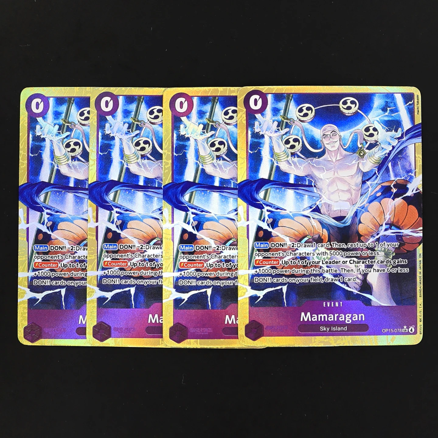 

OP15-078 Mamaragan One Piece TCG OPCG English SR Play set Enel purple Event Textured Foil Card Anime Collectible Cards