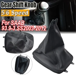 Black Leather Car Gear Shift Shifter Knob Lever Gaiter Boot Cover For SAAB 93 9-3 SS 2003-2008 2009 2010 2011 2012