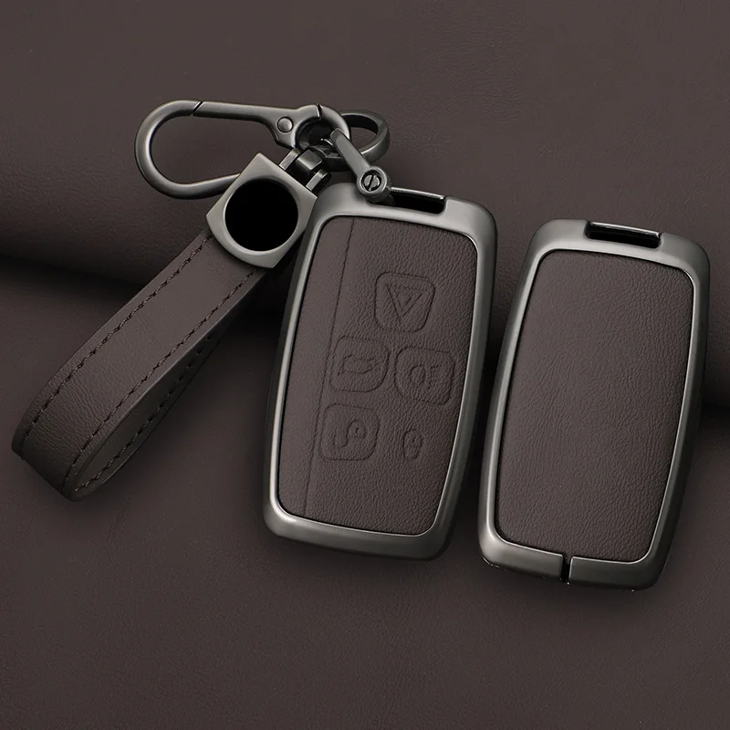 Car Zinc Alloy Leather Key Case Cover Holder For Land Rover Range Rover Discovery 5 Sport For JAGUAR XE XF XJ F PACE Accessories