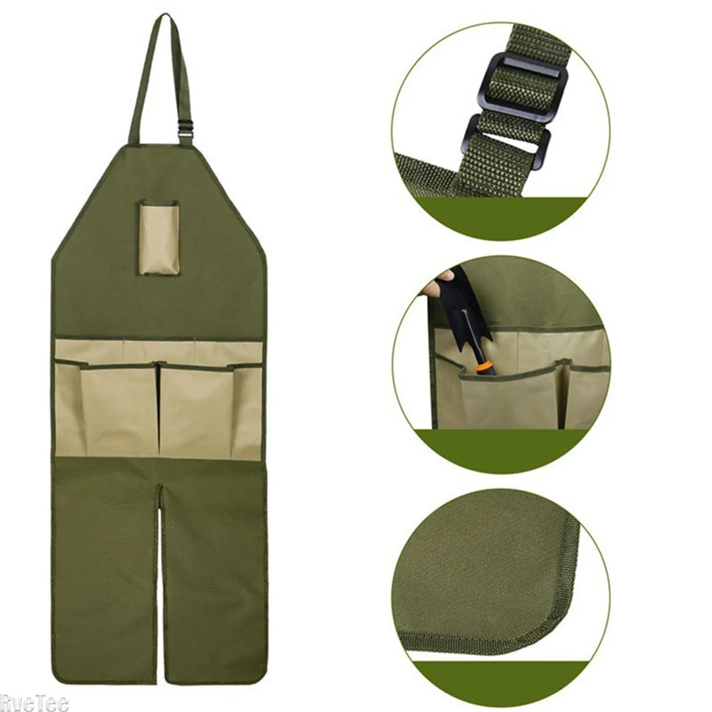 Outdoor Gardening Work Apron with Multi Pockets Leg Protection Wear Resistant Anti Dirt for Plant Picking Branch Trimming Tasks