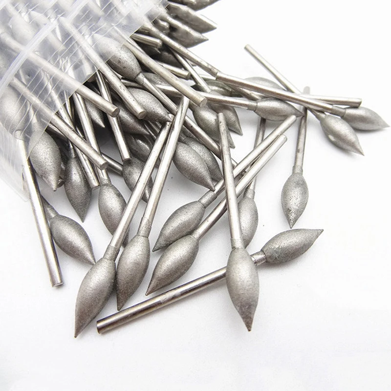 5pcs 1mm-4mm Olive Shaped Diamond Grinding Head J Needle 2.35mm Shank Drill Bits Polishing Carving for Dremel Rotary Tools