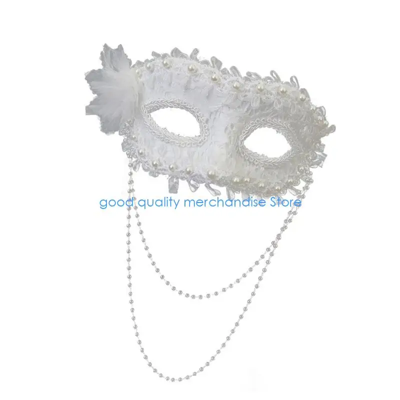 Y5JD Zijbloem Faux Parels Halfgelaatsmasker Comfortabel voor kostuumfeesten Halloween