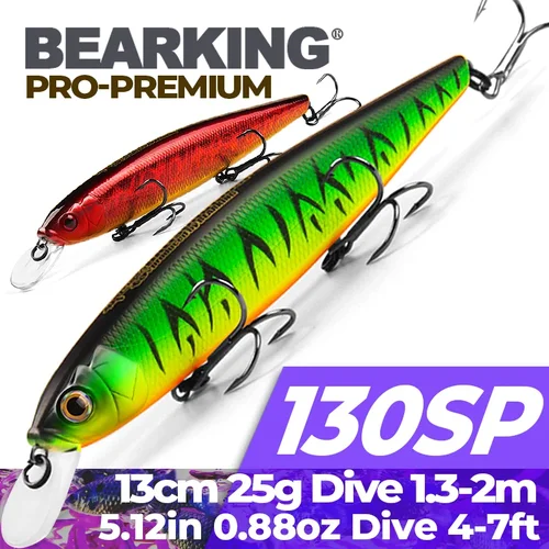 Bearking SP 텅스텐 볼 낚시 미끼, 미노우 품질 전문 미끼, 인기 모델 크랭크 베이트, 연필 미끼, 포퍼 M129, 13cm, 25g 