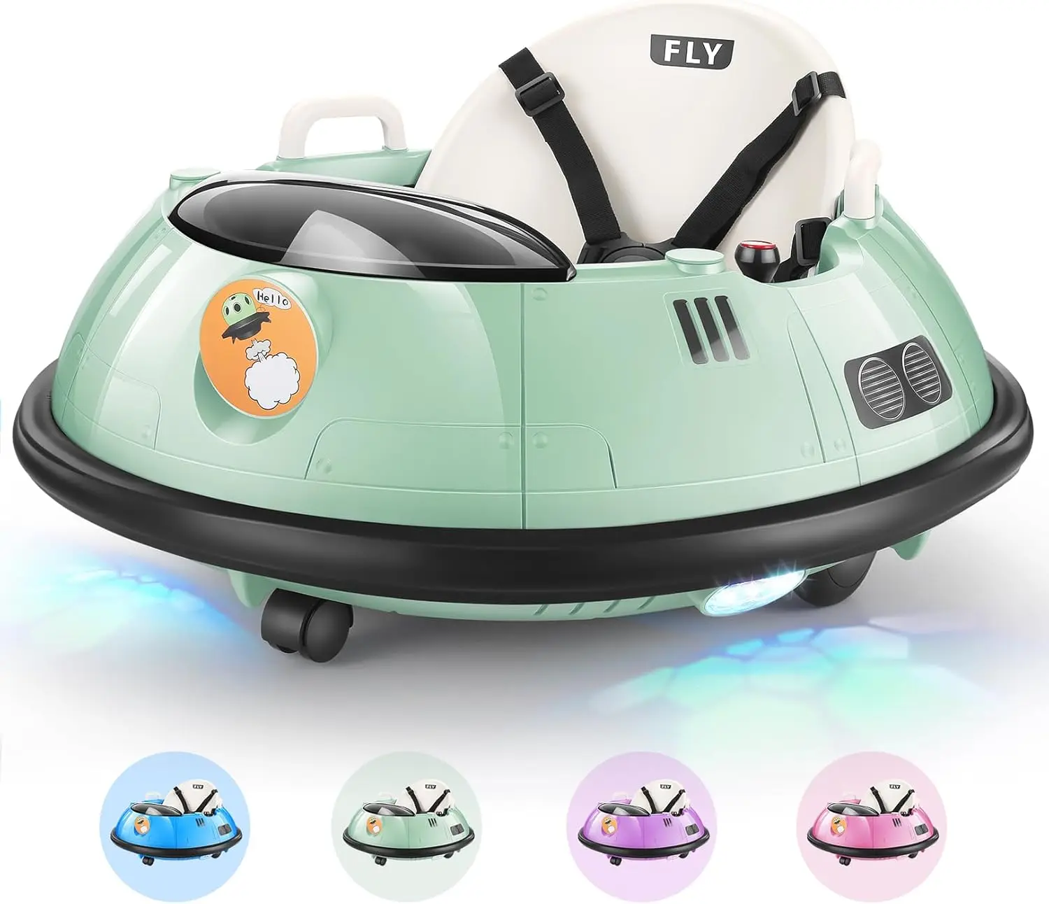 Baby Bumper Car with Remote Control, 12V Battery Powered Ride on Bumper Car for Toddler with 3 Speed, 360 Degree Spin,