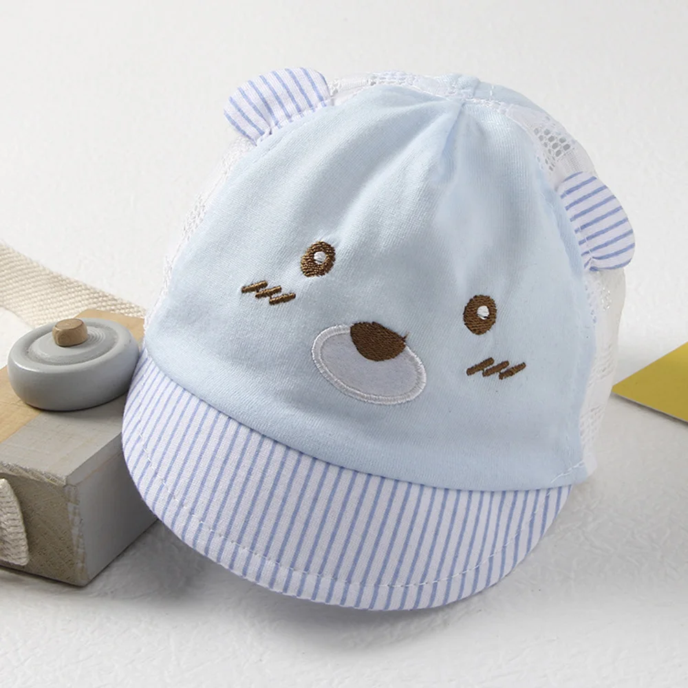 Newborn Summer Boy Girl Hat Baseball Cap Bear Cartoon Cute Ear Stripe Cute Baby Hats For Kids 0-3 Month