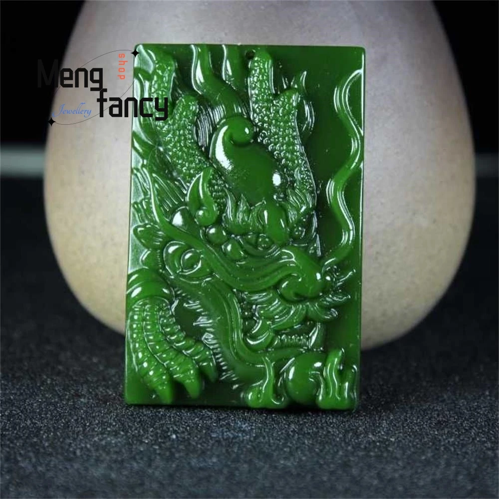 

Natural Hetian Jade The God of Wealth Guan Gong "Domineering" Dragon Head Golden Cicada Pendant High-grade Charm Fashion Jewelry