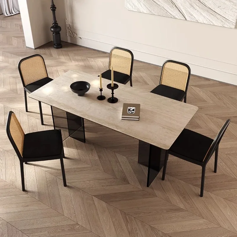 

Minimalist Rock Slab Dining Table Designer Adult Designer Lounge Reception Table Unusual Aesthetics High Quality Mesa Furniture