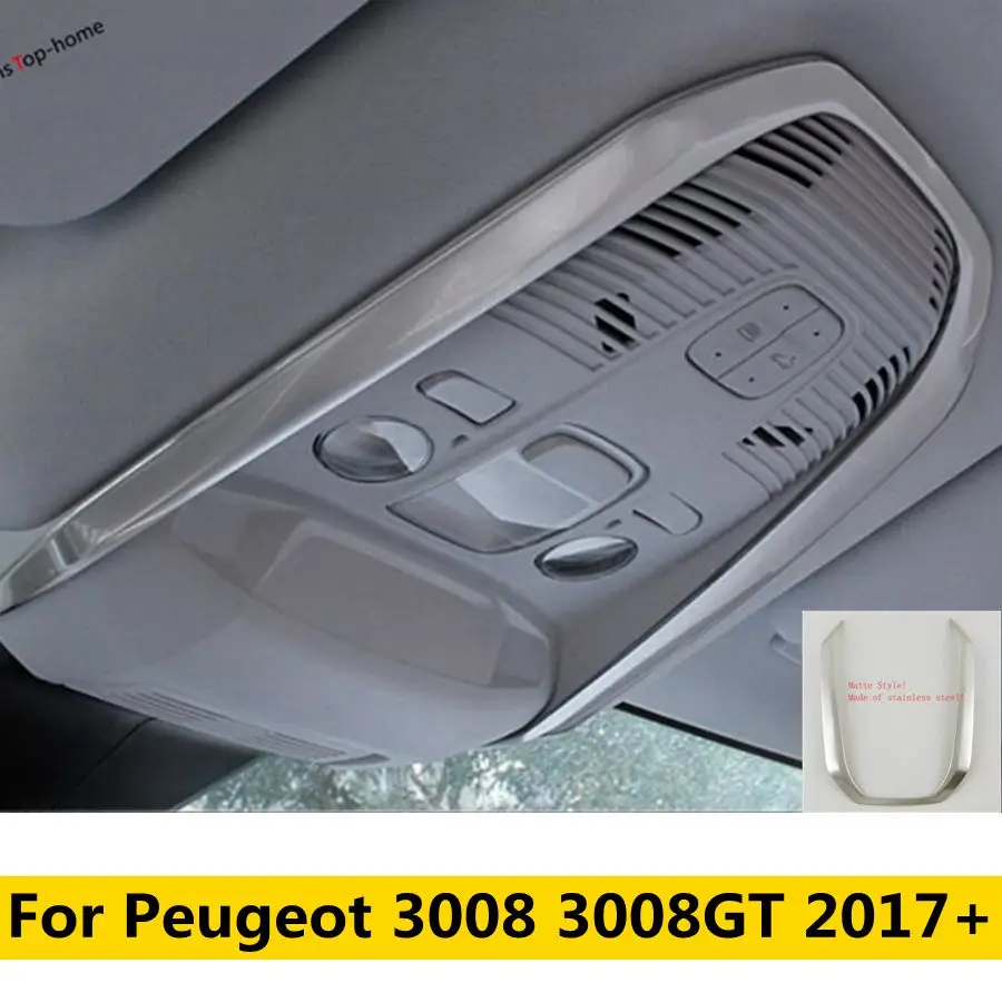 

Fit For Peugeot 3008 3008GT 2017 - 2023 Stainless Steel Front Roof Reading Light Lamp Decor Frame Cover Trim Auto Accessories