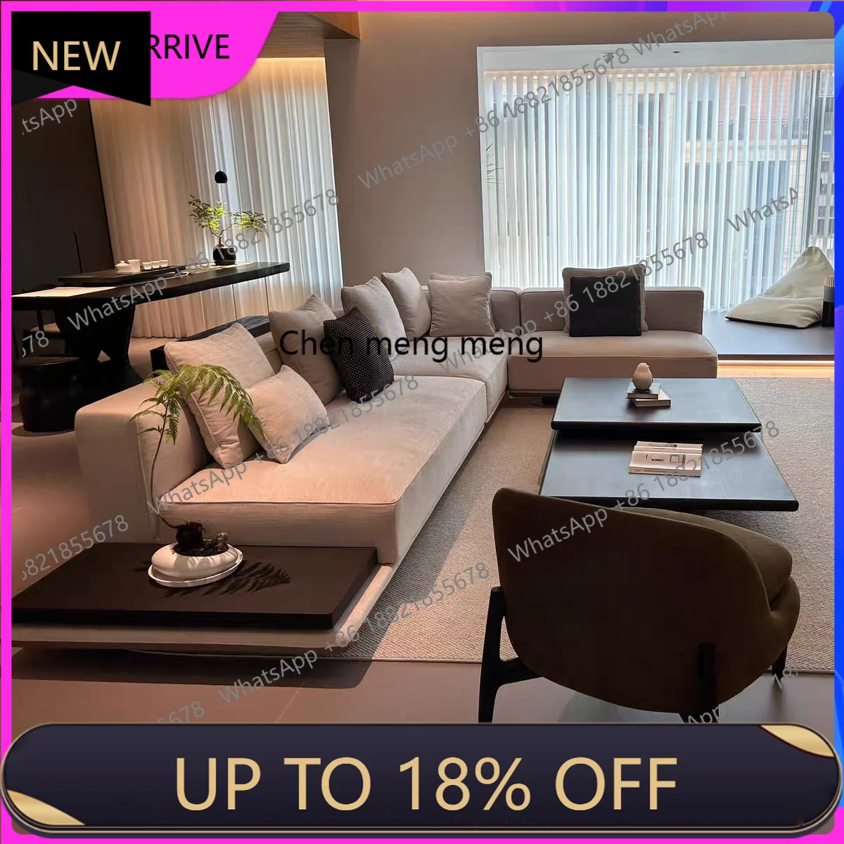 

M78 Minimalist fabric sofa living room large apartment combination villa high-end cotton and linen new special-shaped sofa