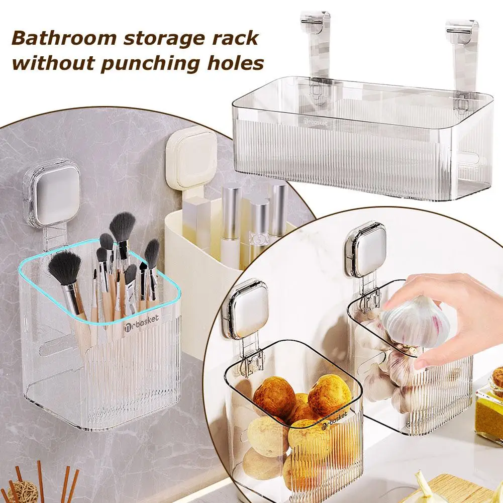 Bathroom Storage Shelf Perforation-free Wall-mounted Toiletries Toilet Moisture-proof Wall Waterproof Storage Box Toiletrie C1y6