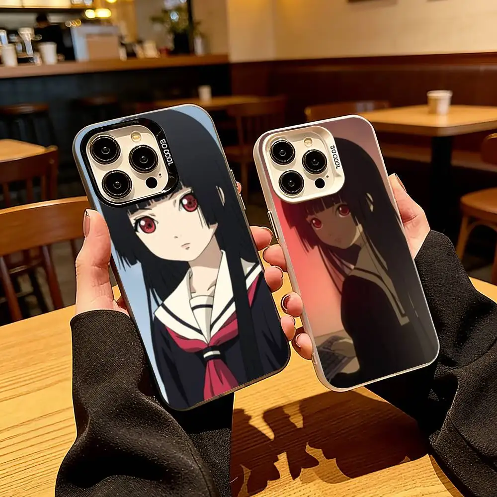 A-Anime character A-Ai E-Enma Phone Case For iPhone 17,16,15,14,13,12,11 Plus,Pro Max,XS,Colored Silver Plated Inside Cover