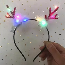 LED Children And Adults Neon Headgear Headband Lovely 5 Styles Hair Hoop Christmas Reindeer Antlers Headband Birthday Gift