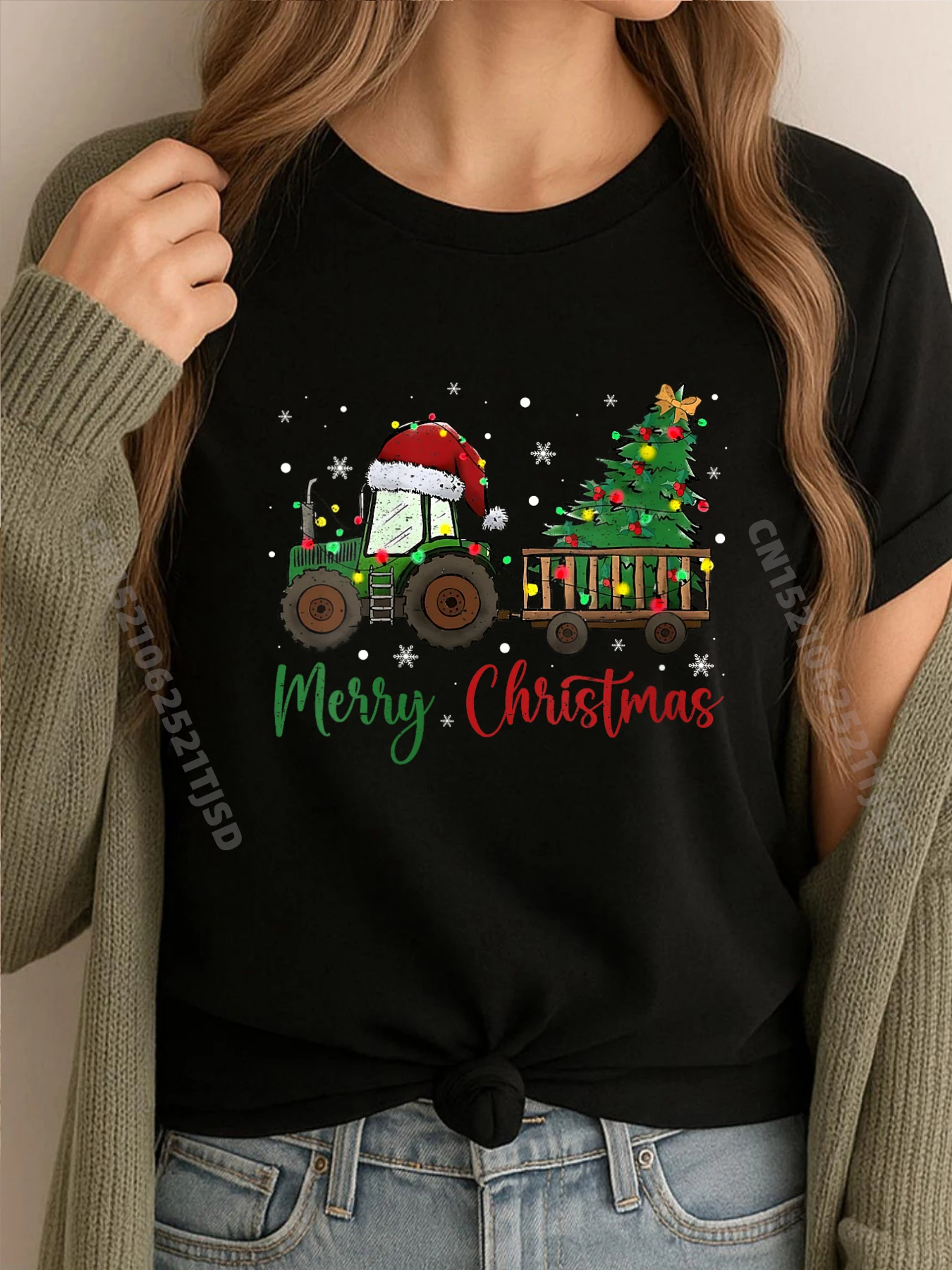 

Женские рубашки с рисунком Merry Christmas Tractor Santa Xmas Farm для малышей, осенняя мужская одежда, креативная одежда