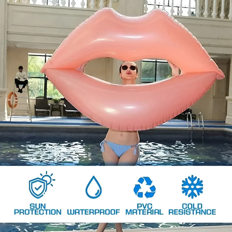 Inflatable Pink Lips Pool Float,swimming Lounge Chair Water Toys Summer Outdoor Water Party Inflatable Floating Toys