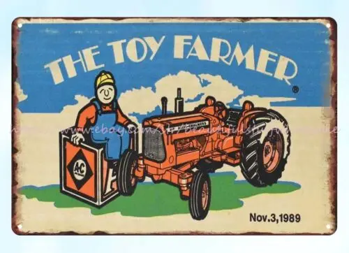 1980s Allis-Chalmers toy tractor metal tin sign wall home tavern bedroom