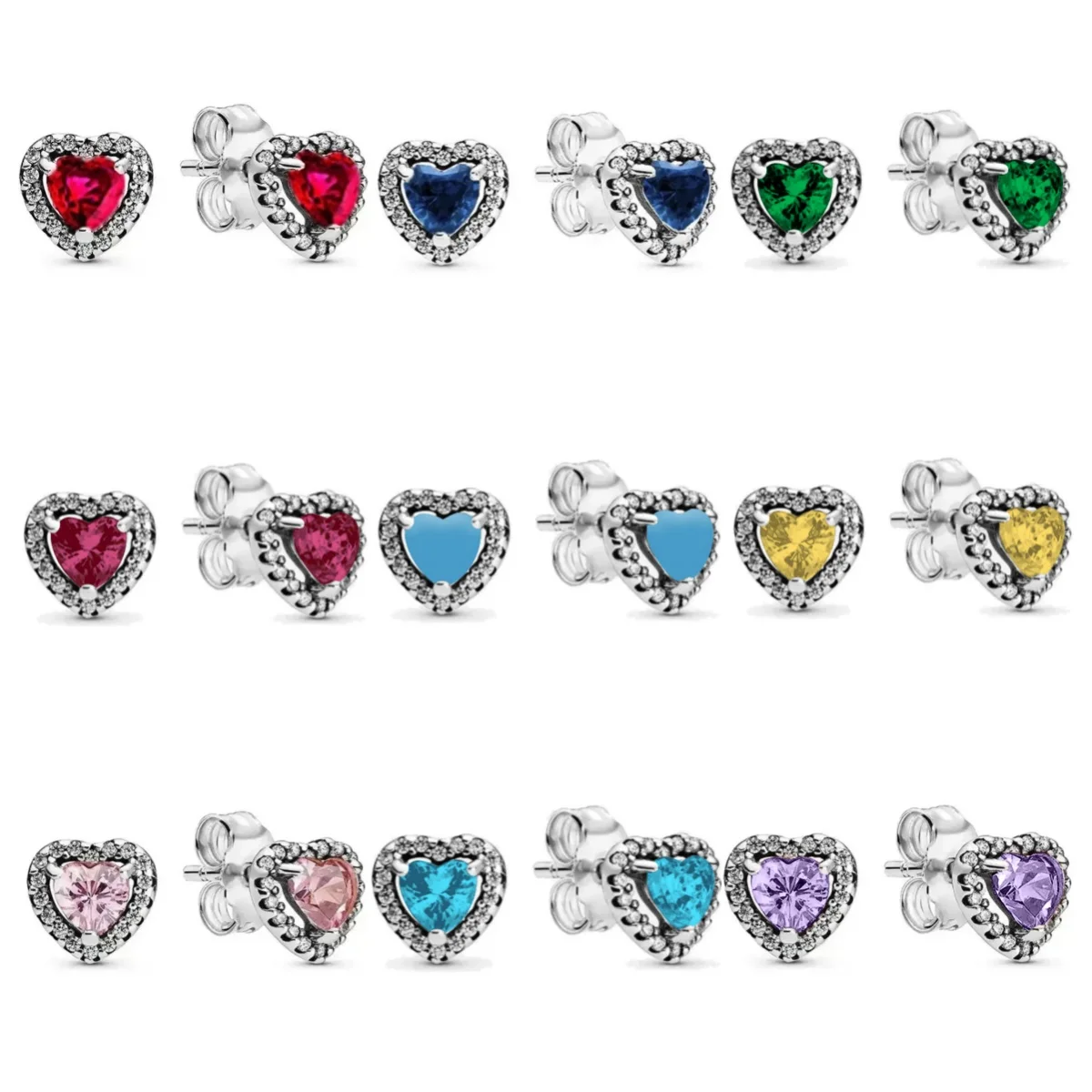 

2024 New Original Simple Heart-Shaped 925 Sterling Silver Earring Pink Purple heart stone For Lover's Holiday Gift Jewelry