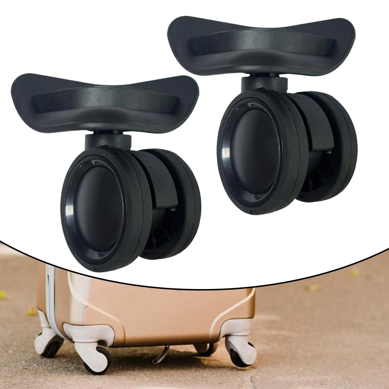 

2x Luggage Wheels Replacement Easy Installation Wear Resistant Silent Black