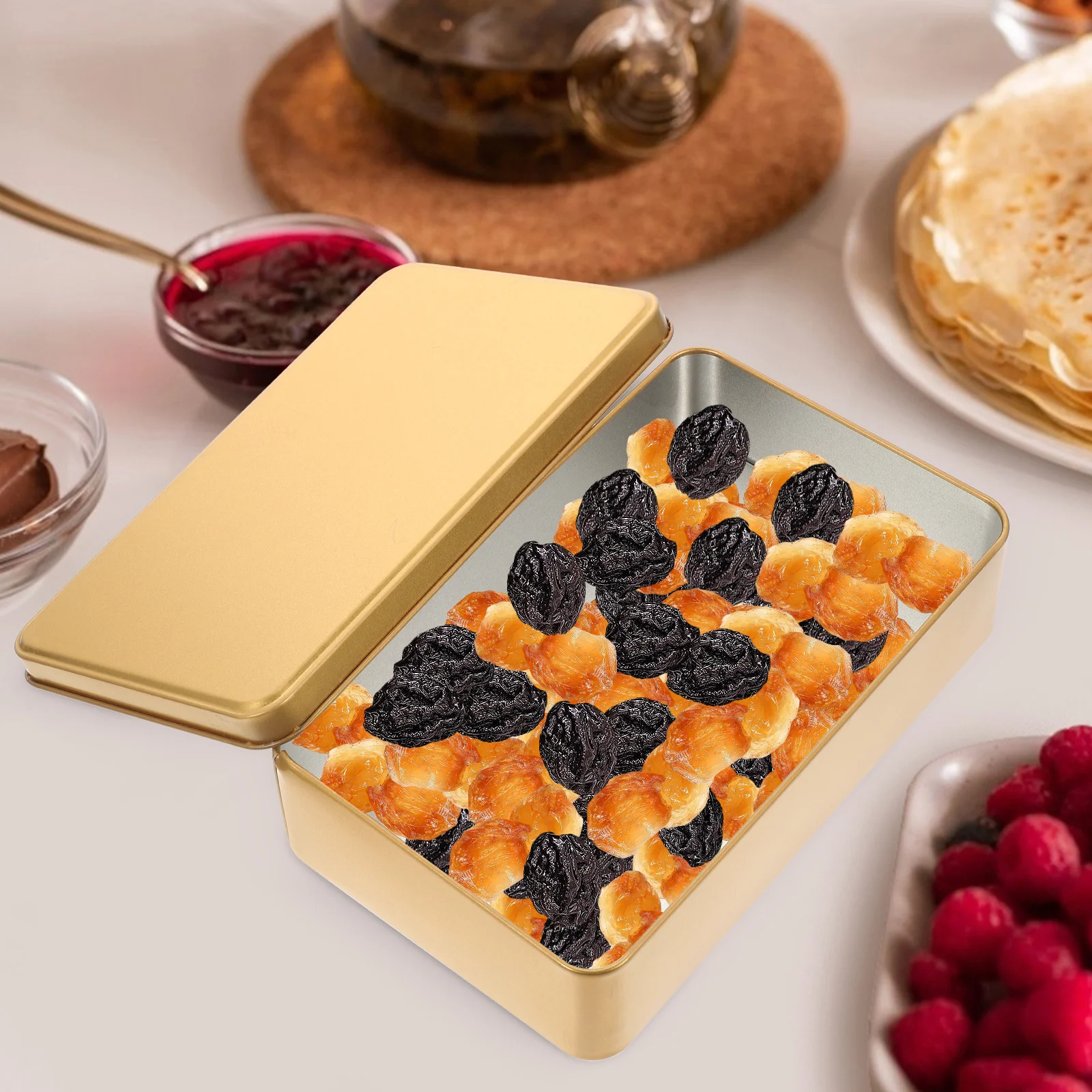 

3 Pcs Storage Box Decorative Containers with Lids Tins Folding Tinplate Rectangle Boxes Bins Travel