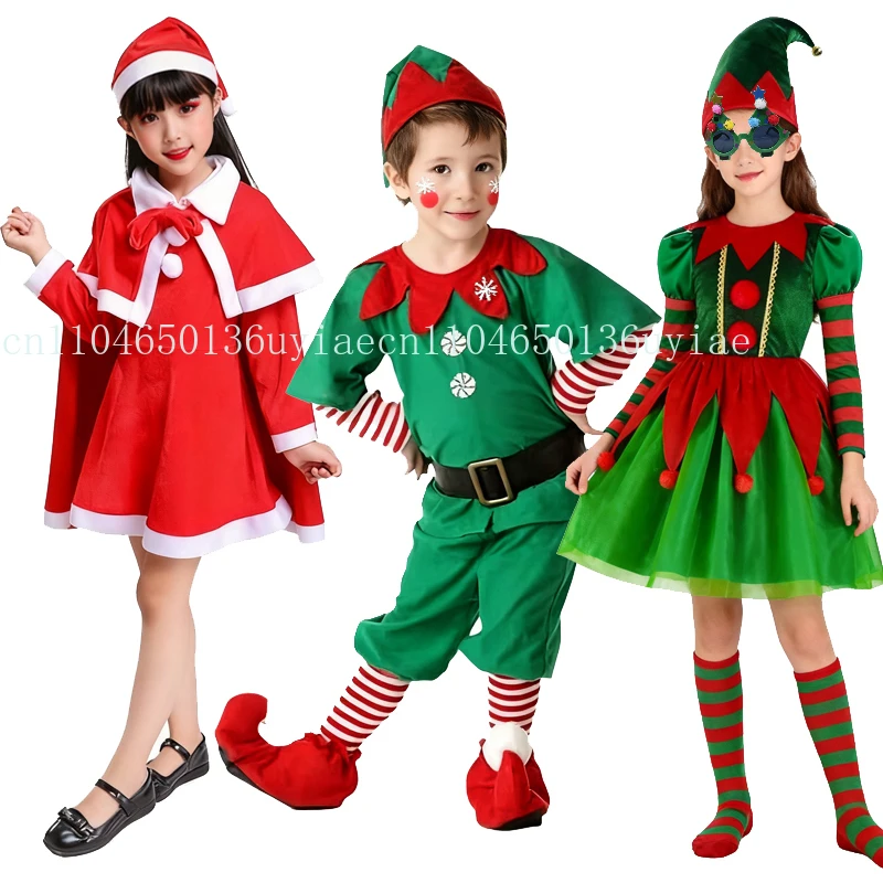 

2025 Girl's New Year Dress Christmas Cosplay Costume Boys' Xmas Set Children's Carnival Party Clothes Kids Christmas Gifts