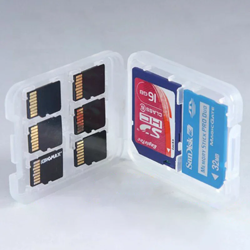 1pc Transparent Protector Holder Micro Box for SD SDHC TF MS Memory Card Storage Case Plastic Boxes