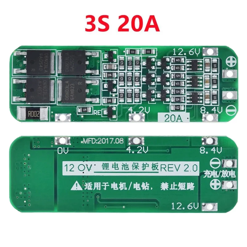 3S 20A Li Ionen Lithium Batterie 18650 Ladegerät PCB BMS Schutzplatine for Bohrmotor 11,1 V 12 V 12,6 V Lipo Zellenmodul