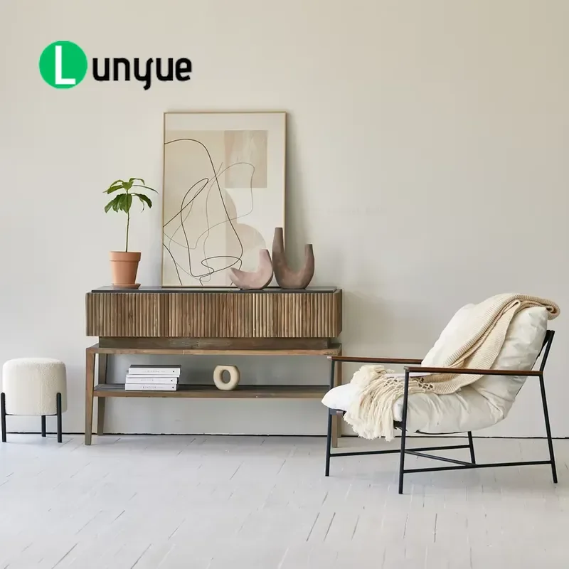 Vintage Country Style Elm Plywood Console Table Classic Japanese Living Room Furniture Set Solid Wood Entryway Hallway Decor