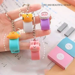 Cute Mini Stapler 10# Keychain Ring Kawaii Cartoon Staples for Student Gifts Office Documents Test Paper Binder School Supplies