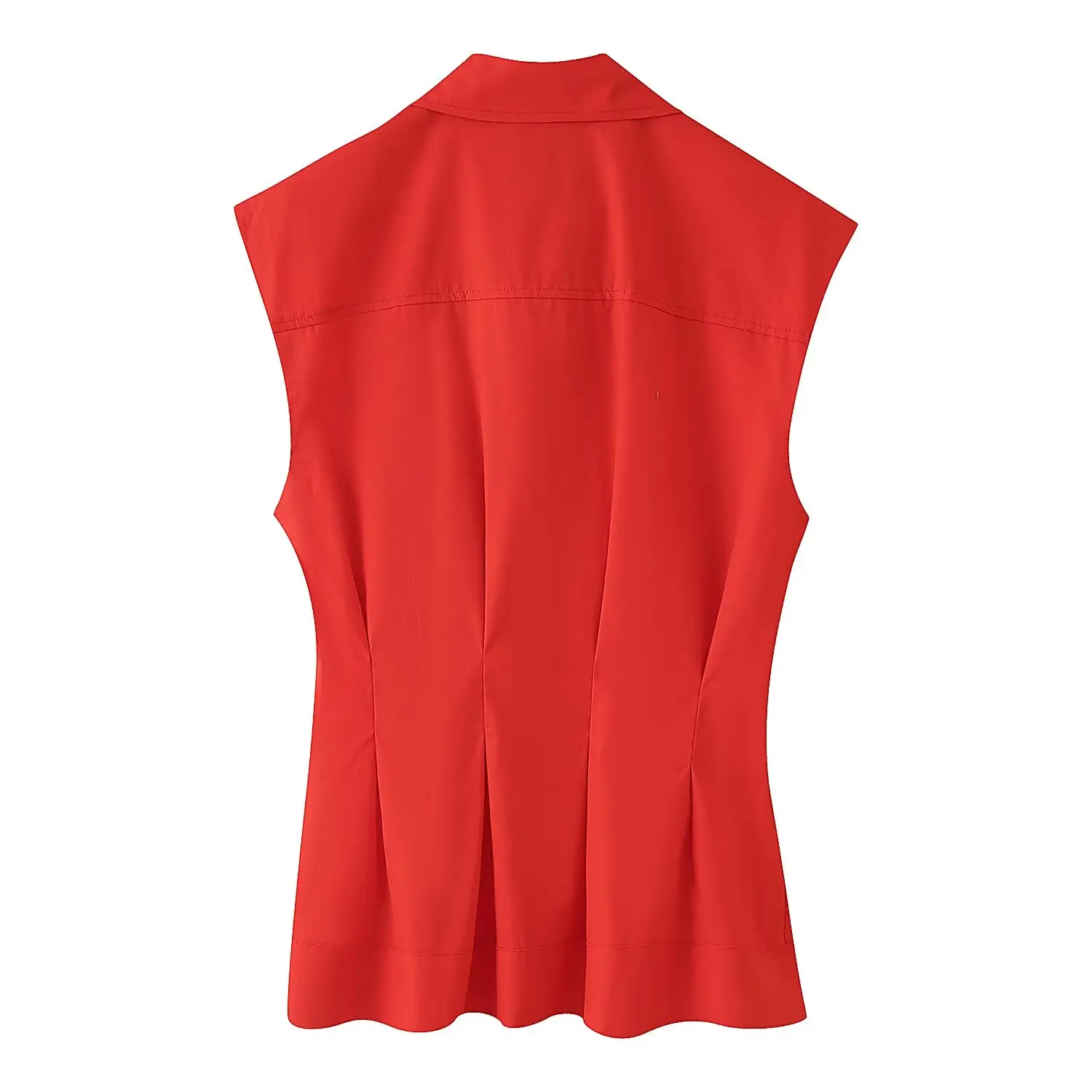 TFMLN Damen Freizeit Ärmelloses Hemd Sommer High Street Trendige Pendler-Shirts 2026 Sommer Mode Elegante Hemden mit Plissiertem Saum – Detail 3