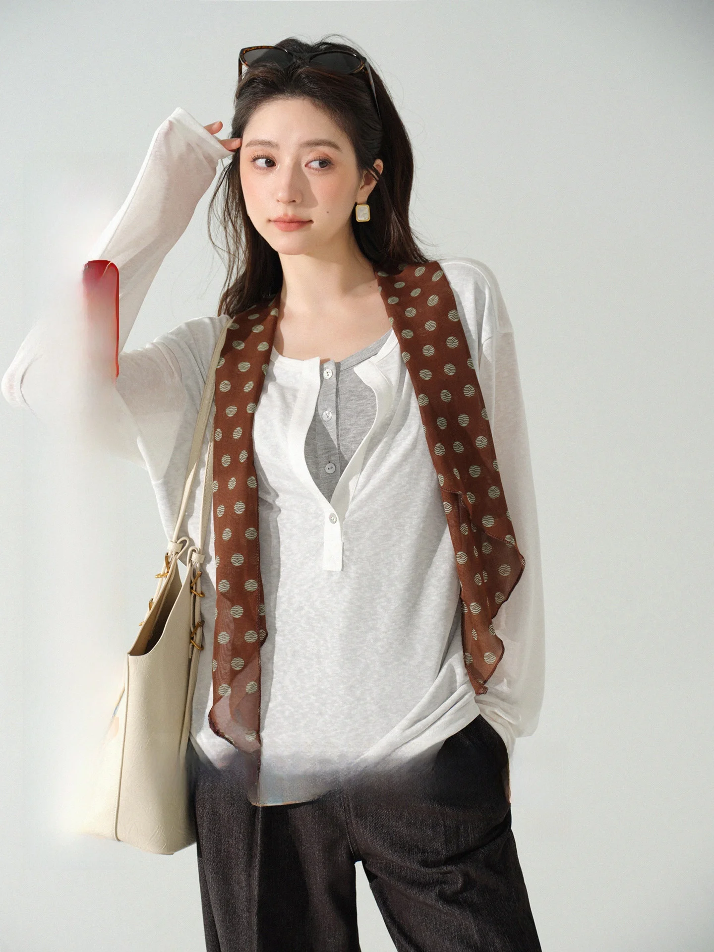 

Женская футболка Long Sve с кроликом, свободная посадка, дышащая, прохладная, повседневная, цветной, с дизайном Blo, лацзин, лиоцелловое волокно