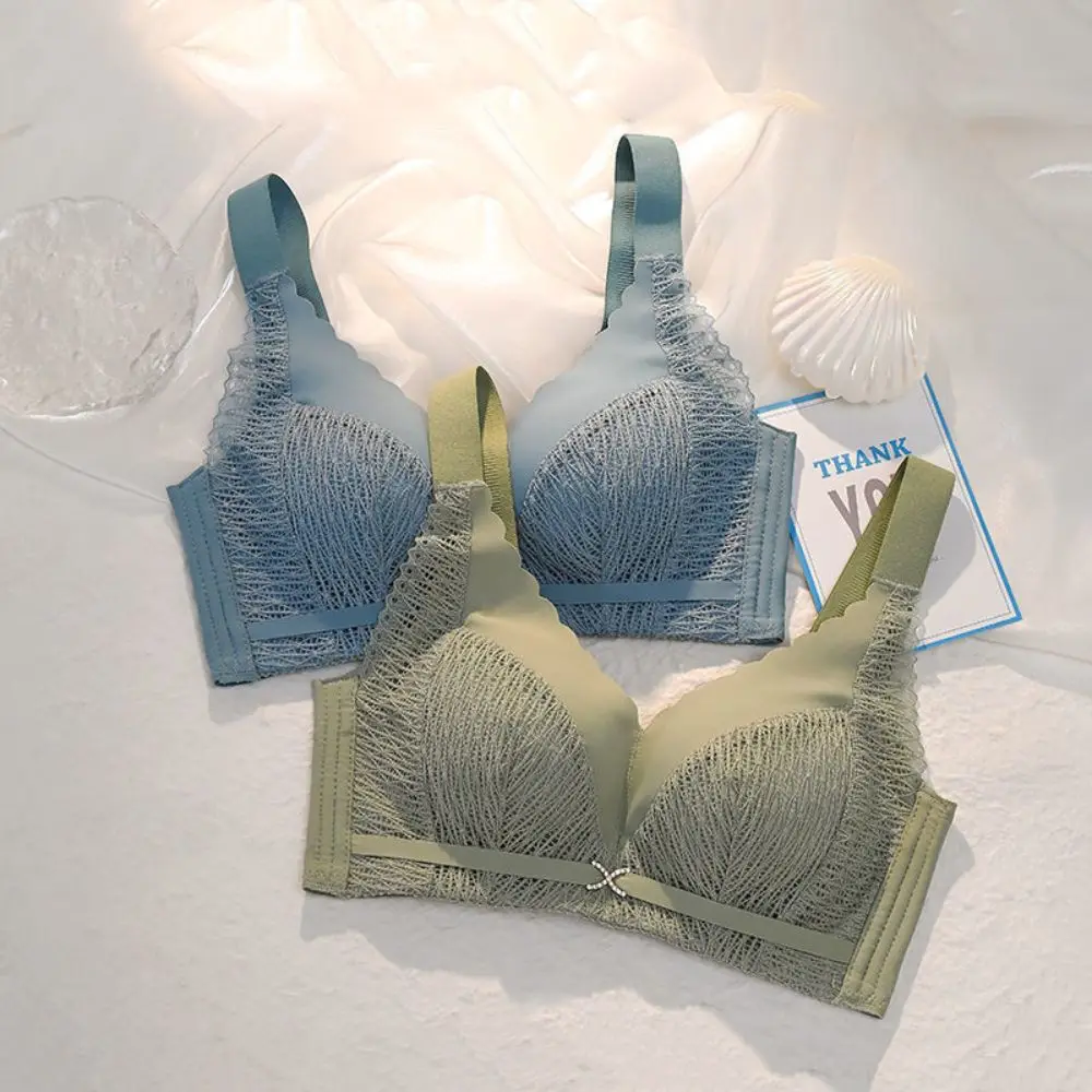 Non-Steel Ring Gathered Brassiere Soft Fabric Gathered Design Wireless Bra Small Breasts Fit Wireless Structure