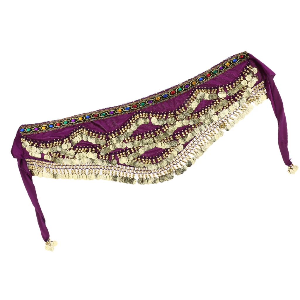 Belly Dancing Belt Velvet Coin Tassel Hip Skirt for Women’s Dance Show and Party Dress Accessories