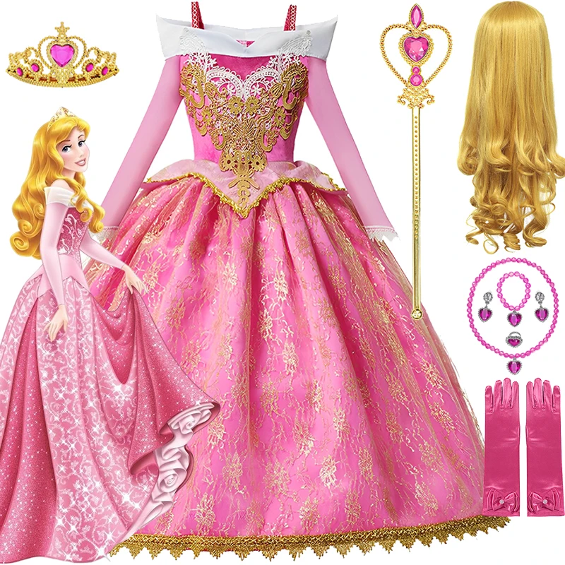 

Halloween Girls Disney Sleeping Beauty Cosplay Costume Aurora Princess Dress Kids Dress Carnival Costume Birthday Party Clothing