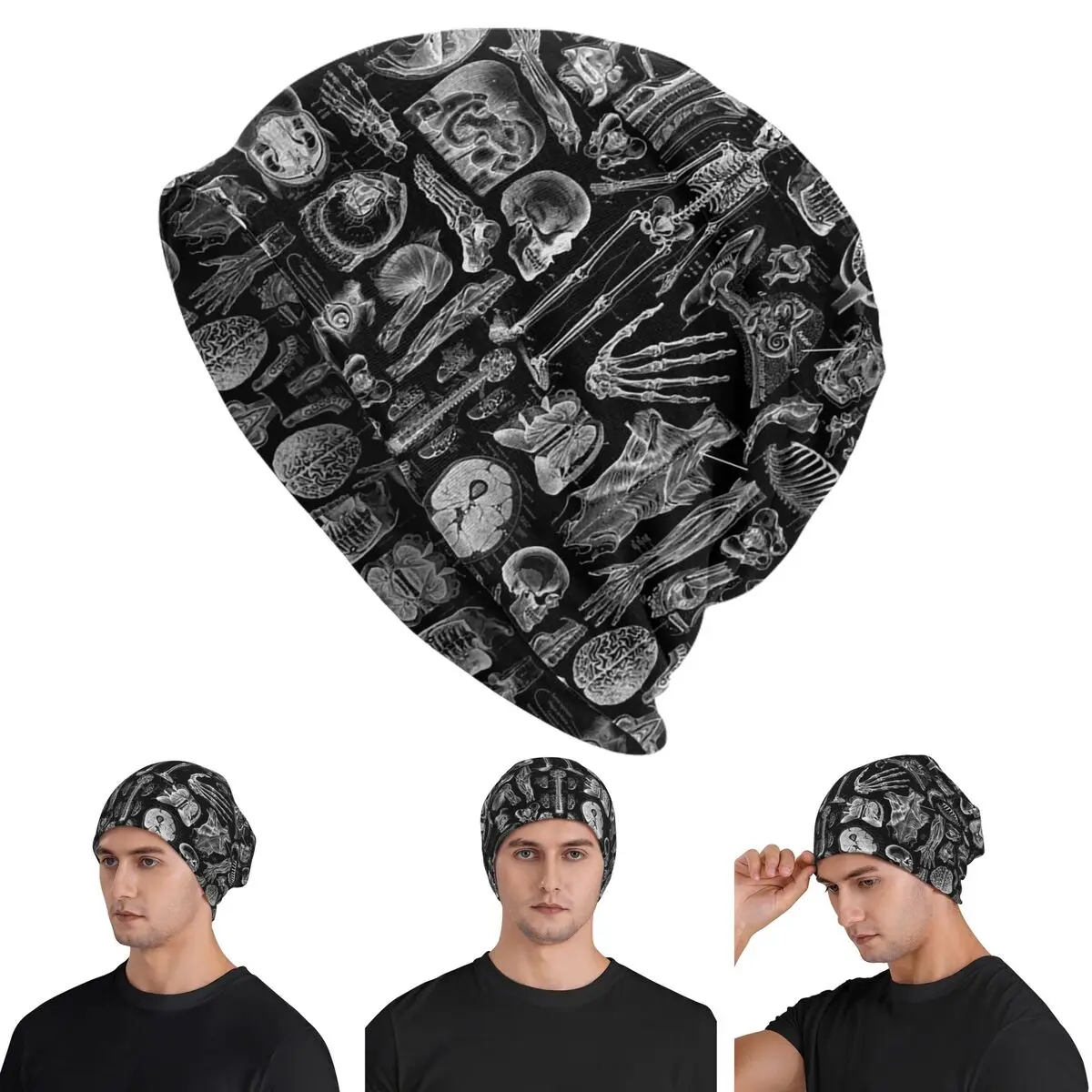 

Анатомия человека, черные шапки с принтом Skullies, теплые осенне-зимние уличные шапки, вязаные шапки для мужчин, женщин и взрослых