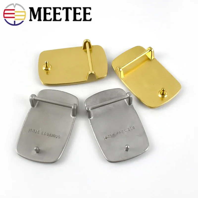 Meetee 1Pc/2Pcs 39mm High-grade Stainless Steel Brass Men Belt Buckle for 37-38mm Belts Clasp Head Jeans Leather Craft Accessory