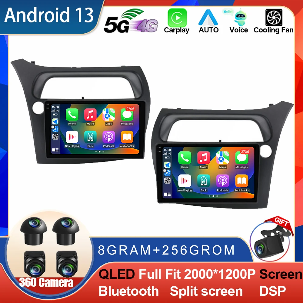 

Android 13 For HONDA Civic Hatchback 2006 2007 2008 2009-2012 LHD RHD Car Radio Multimedia Video Player Navigation GPS Carplay