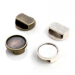 20pcs 12mm Inner Size Antique Silver Plated Bronze Round Cabochon Base Cameo Setting Charms Pendant For 10mm Leather Bracelet