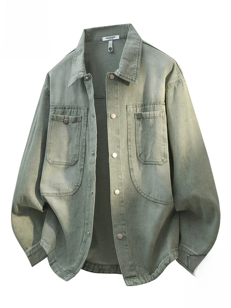 

Мужская джинсовая куртка Paul Frank: повседневная, свободного кроя, осенняя, с отложным воротником, молодежная, модная, из смесового хлопка и полиэстера