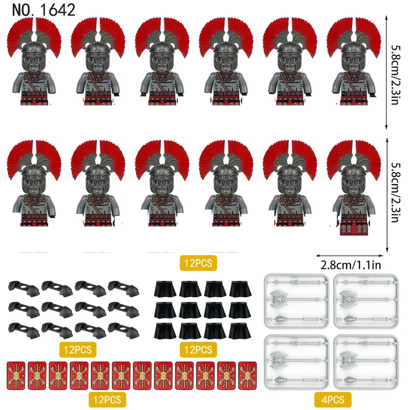 12pcs Medieval Sparta Roman soldiers Guard Army Action Figures Bricks Mini Doll MOC Assemble Building Blocks Toys for kids gifts