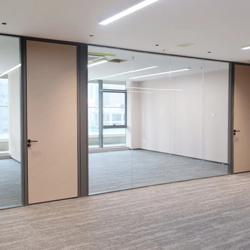 custom.Portable Home Office Divider Partition Wall with Door Glass Room Dividers Improved Organization