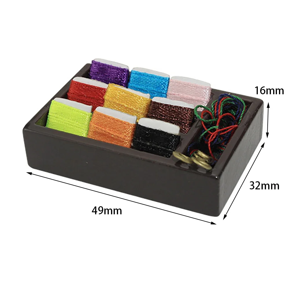 1/12 Dollhouse Miniature Accessories Mini Needle Thread Scissors Box Model for Doll House Decoration