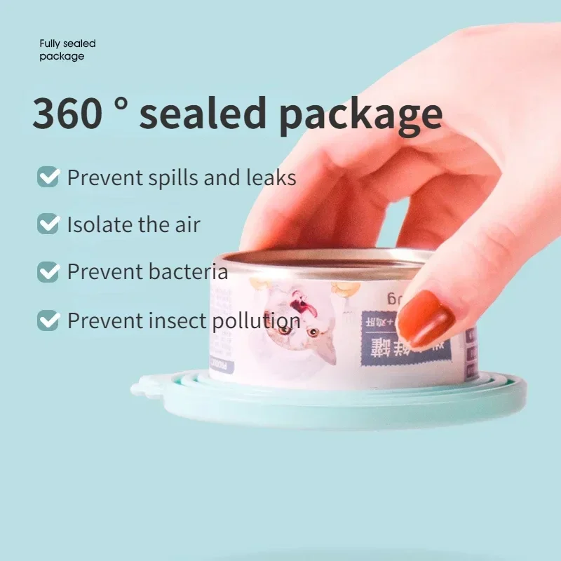 Lata de comida para mascotas reutilizable 3 en 1, cubierta de silicona para almacenamiento de perros y gatos, tapa de lata, cubierta de sellado, suministros para mascotas adecuados para 8,5 cm/7,5 cm/6,5 cm