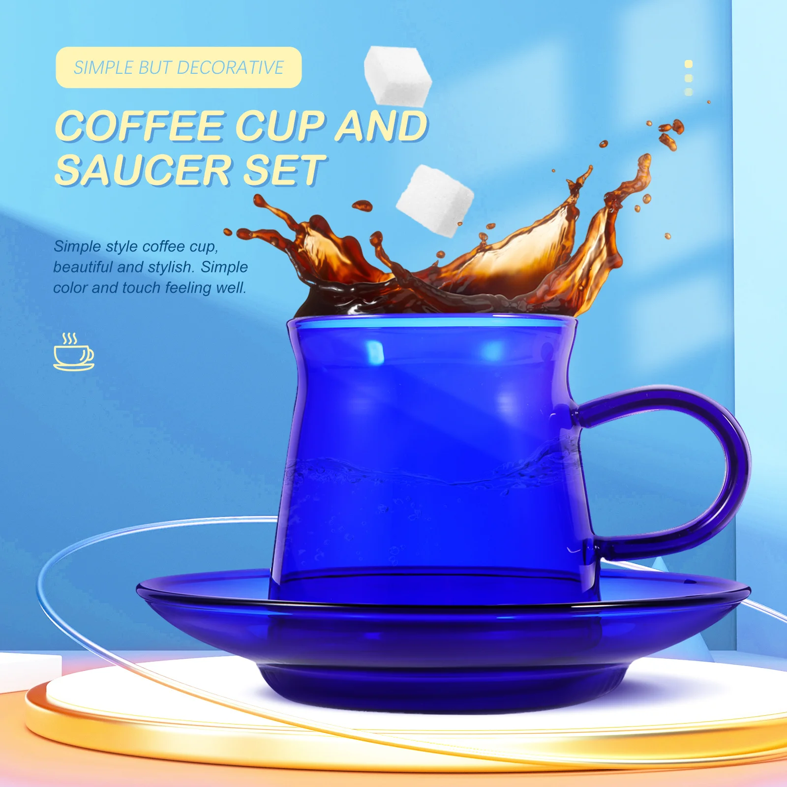 

1Set Elegant Coffee Cup Set Transparent Glass Tea Cup with Saucer Modern Simple Style for Cafe Restaurant Home Use