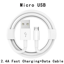 1m/1.5m/2m 2.4A TPE Fast Charging Micro USB Data Cable V8 Android Mobile Cell Phone Quick Cord For Samsung Note Xiaomi Huawei