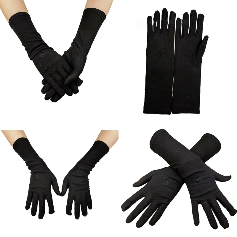 Muslims Arab Black Gloves for Women Sunproof Arm Cover Embroidery Long Arm Sleeves Full Finger Arabian Hijab Hand Gloves